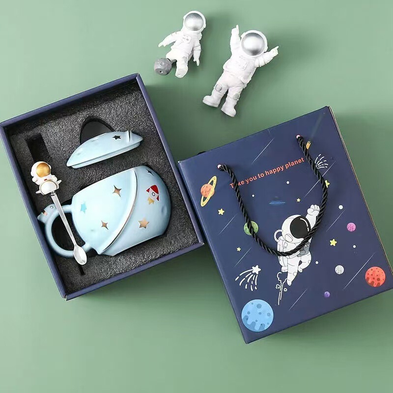 星マグカップ蓋付きスプーンクリエイティブ家庭用セラミックカップ大容量オフィスカップ牛乳コーヒーカップ定|undefined