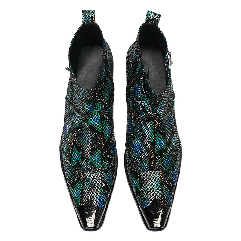 Острый носок внешней торговли Яркие кожаные сапоги короткие модные кожаные туфли в Корейском стиле экспортный бренд модная обувь Ботинки Челси воловья кожа на танкетке