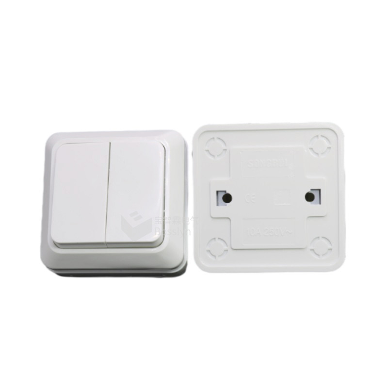 欧式明装开关 欧规两开单控墙壁开关 欧标二开酒店装修翘板开关