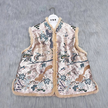 90白鹅绒羽绒背心南油国风真丝水貂鹅绒重工刺绣清雅保暖工厂直销