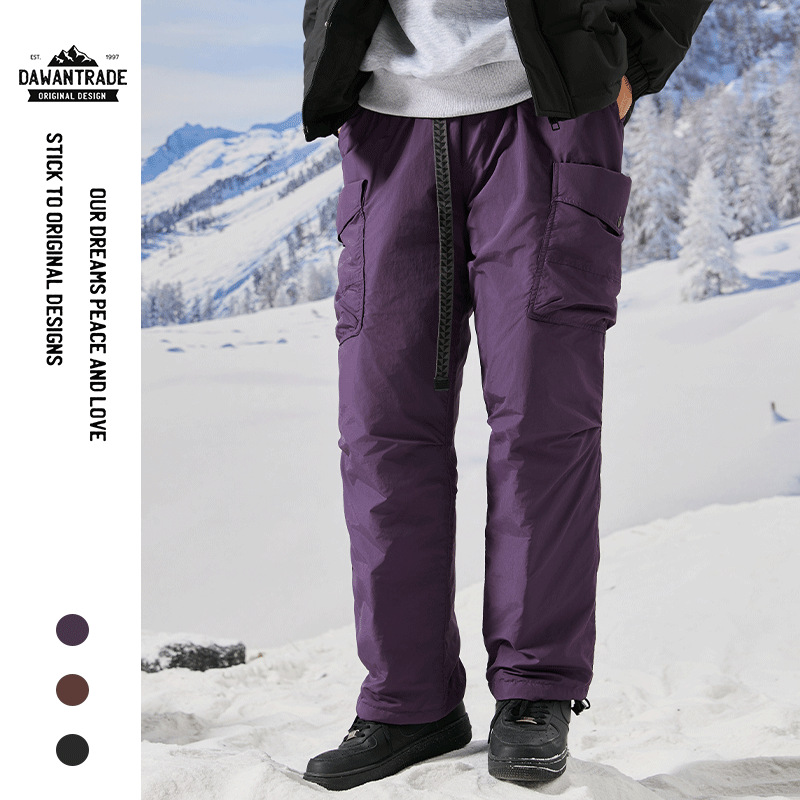 2023 Winter New Style Large Pocket 90% White Duck Down Thickened Down Pants for Men and Women, Plus Size, Warm for Hiking and Skiing