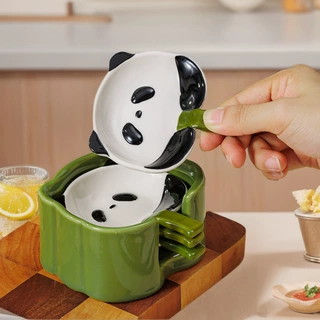 新款卡通陶瓷调味碟子可爱熊猫蘸料碟家用餐桌创意卡通高级感碟子