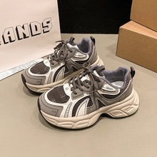 秋季高颜值时尚厚底增高老爹鞋女新款百搭休闲轻便港风跑步运动鞋