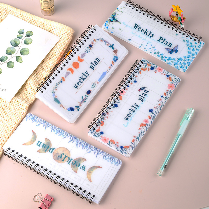 Guirnalda fresca fase lunar semana desgarrable plan diario libro Portátil bobina flip-up Bloc de notas 4 opciones