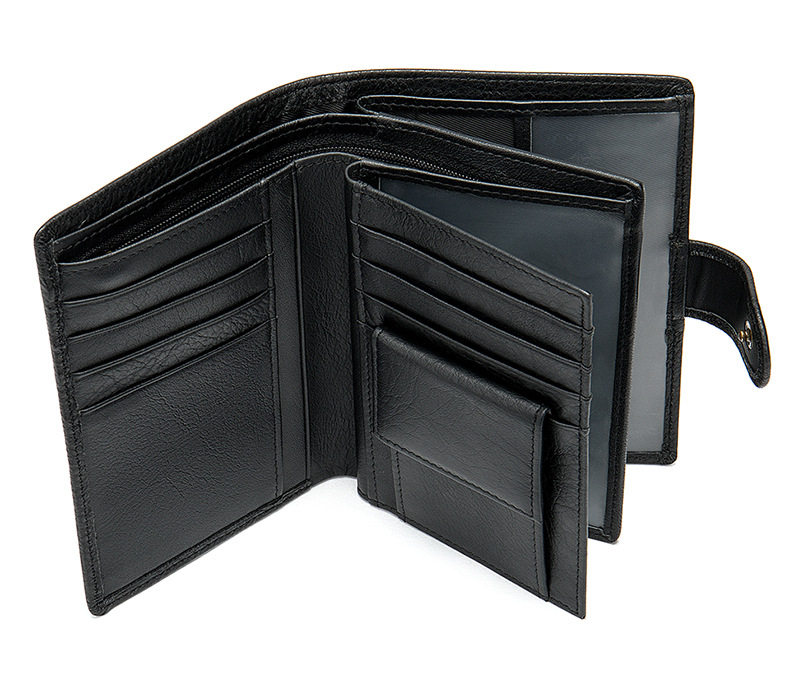 Ví nam da bò thật chống từ RFID dạng ngang nhiều ngăn đựng thẻ — Cà phê dầu, Màu đen, 8610 màu đen chi tiết 28