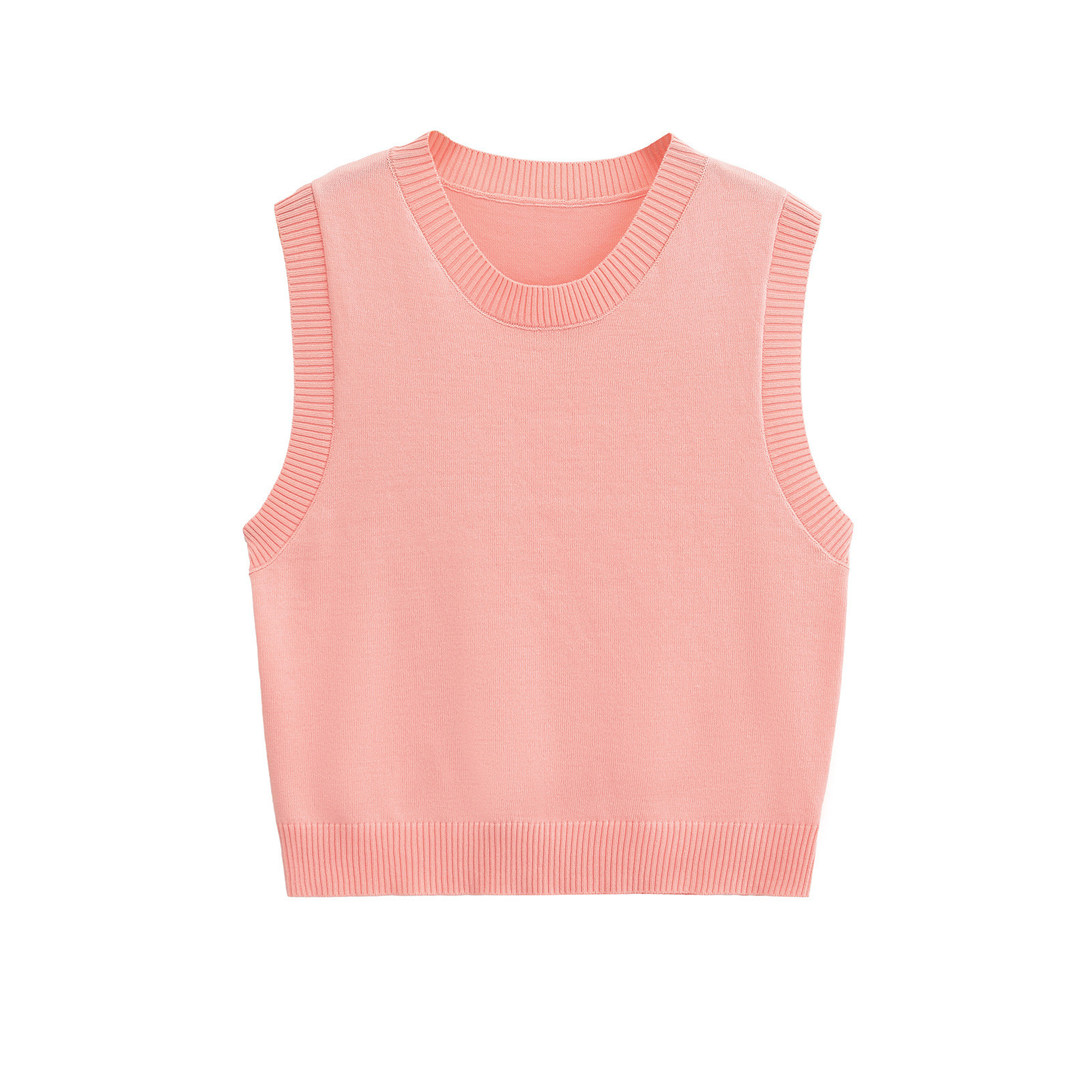 Ropa de mujer Otoño 2024 nuevo chaleco cuello redondo sin mangas top de punto simple_voghion.com