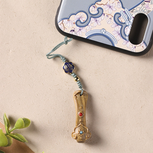 Green Sandalwood Barbie Sandalwood Creative Retro Style Small Zitan Ruyi Phone Pendant Bag Beauty Bag Hook Ornament