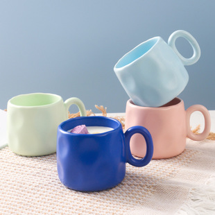 Creative Klein blue Korean style ins mug breakfast coffee milk ceramic cup high-looking wedding gift