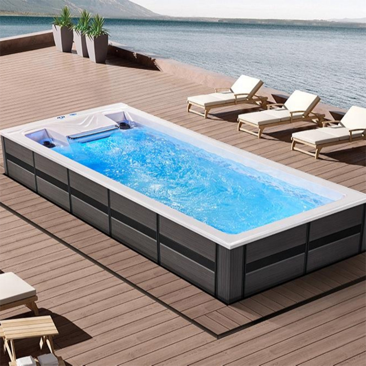 Villa sin límite piscina inteligente termostática acrílico importado 5.5m sistema de entrenamiento de piscina jardín al aire libre