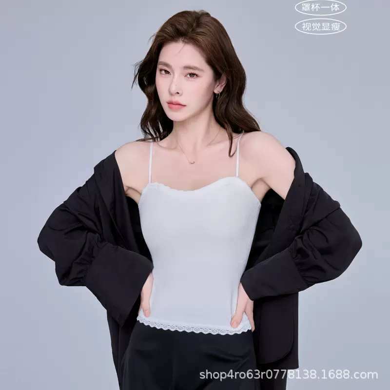 时尚自带胸垫修身显瘦百搭上衣女带胸垫吊带背心内搭打底外穿8873