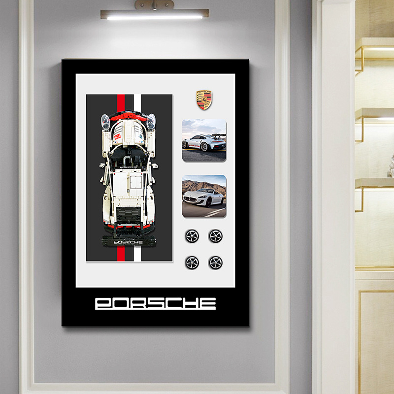 Porsche 911 modelo de coche deportivo pintura colgante sala de estar creativa bloques de construcción tridimensionales pintura decorativa física mural infantil transfronterizo