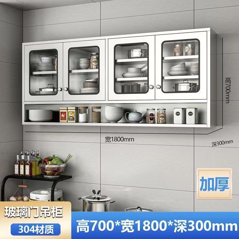 3O4 스테인레스 스틸 두꺼운 [브러싱 공정] - 304 유리 도어 벽 캐비닛 1800 와이드