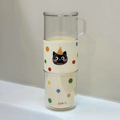 波点猫咪洗漱杯家用便携旅行漱口杯创意三合一牙刷收纳盒洗漱套装