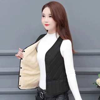 女秋冬修身新短款轻薄棉女士马甲妈妈背心内外穿加绒保暖加厚防寒