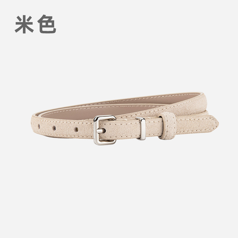 日系小裤带女士磨砂反绒真皮腰带装饰牛仔裤配饰时尚百搭细皮带女|undefined