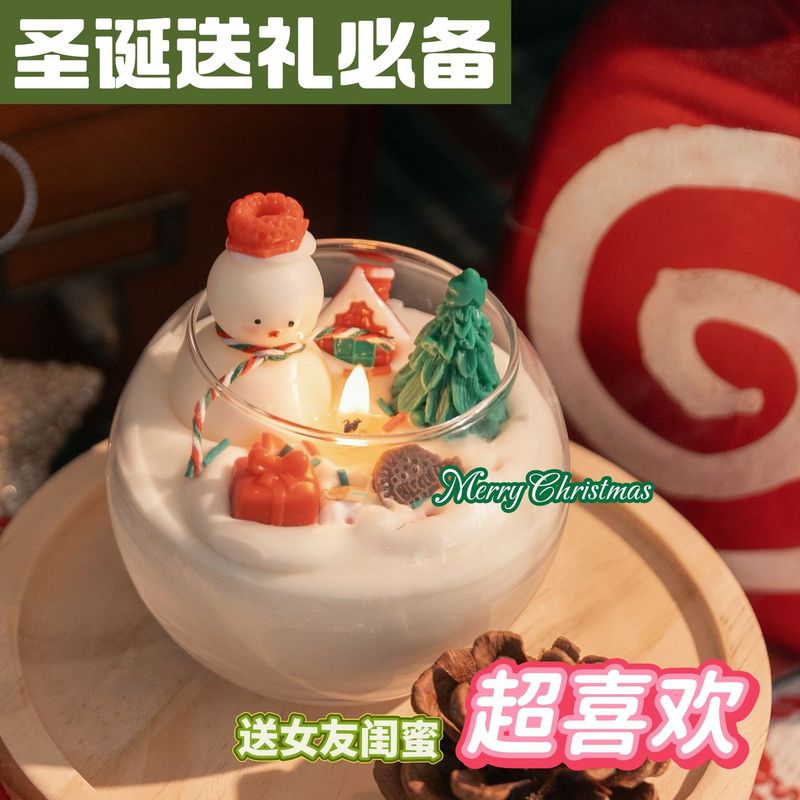 クリスマスキャンドルクリスタルボール香りキャンドル雪だるまクリスマスツリー装飾装飾品雰囲気お土産クロスボーダー|undefined