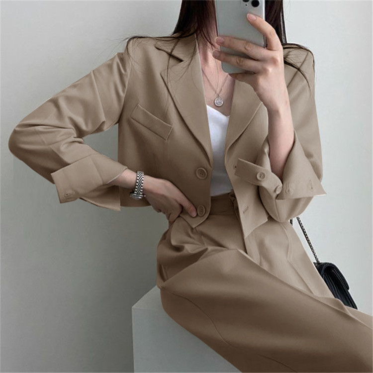 新品2022春夏秋季网红休闲英伦风小西套装女士短款韩版西服上衣详情32