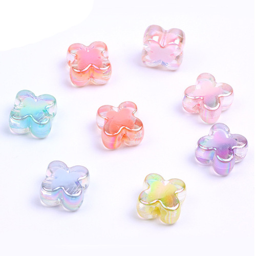 16mm AB plated color four-leaf clover loose beads bead beads acrylic jewelry accessories children's bead necklace material