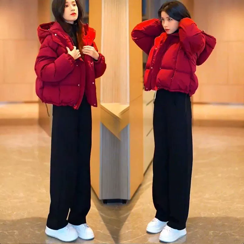 2025 маленький новогодний костюм модный красный с капюшоном