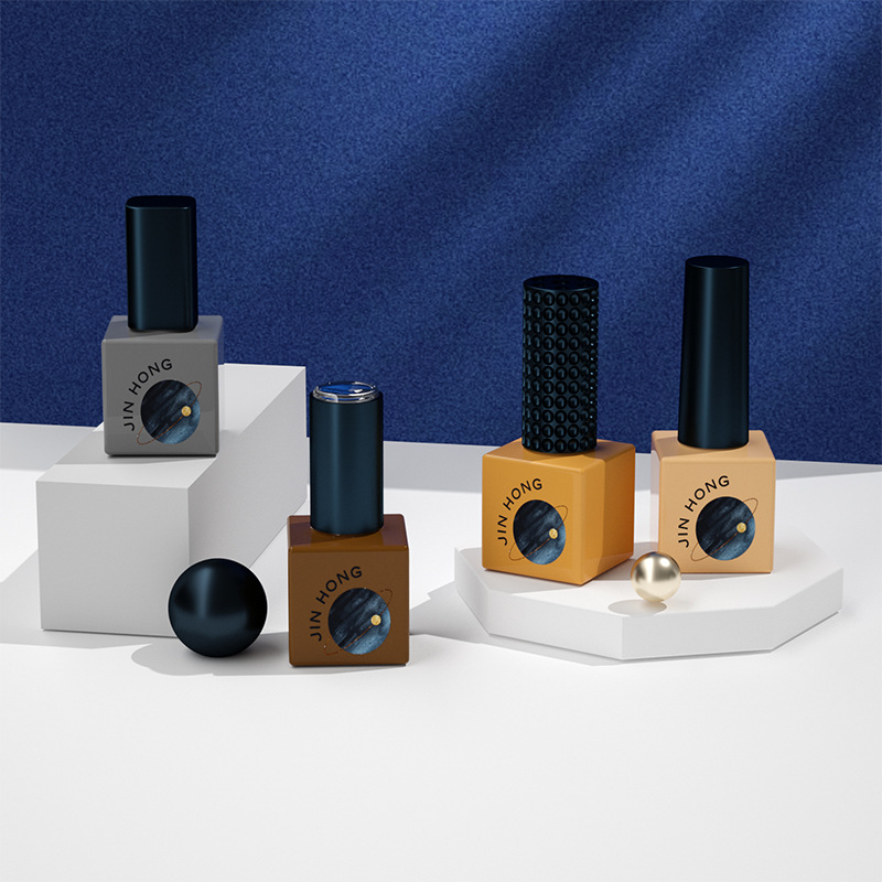 11ml厂家直销指甲油瓶子 方形 带毛刷盖子喷涂遮光甲油胶玻璃瓶