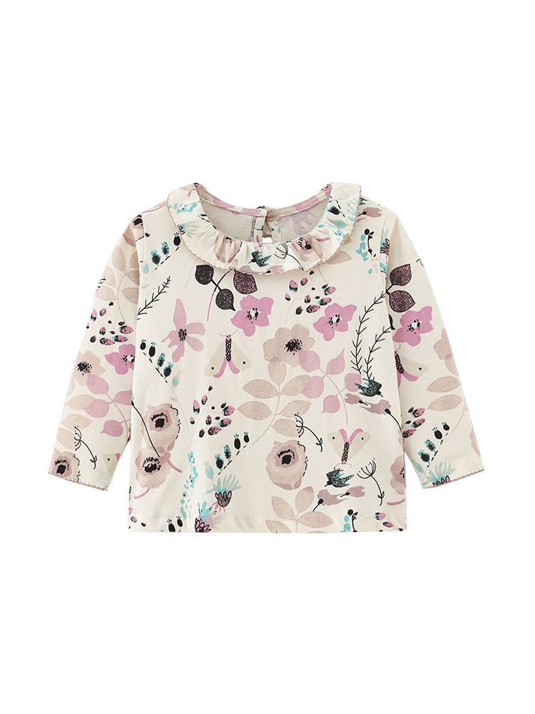 En stock malwee camiseta para niños otoño nuevo cuello redondo camisa de manga larga para niños estilo occidental ropa de niña europea y americana