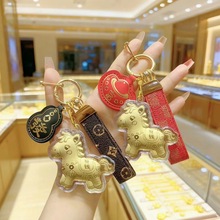 马年贺岁足金999马上有钱手机挂件黄金钥匙扣包包挂饰送礼品批发