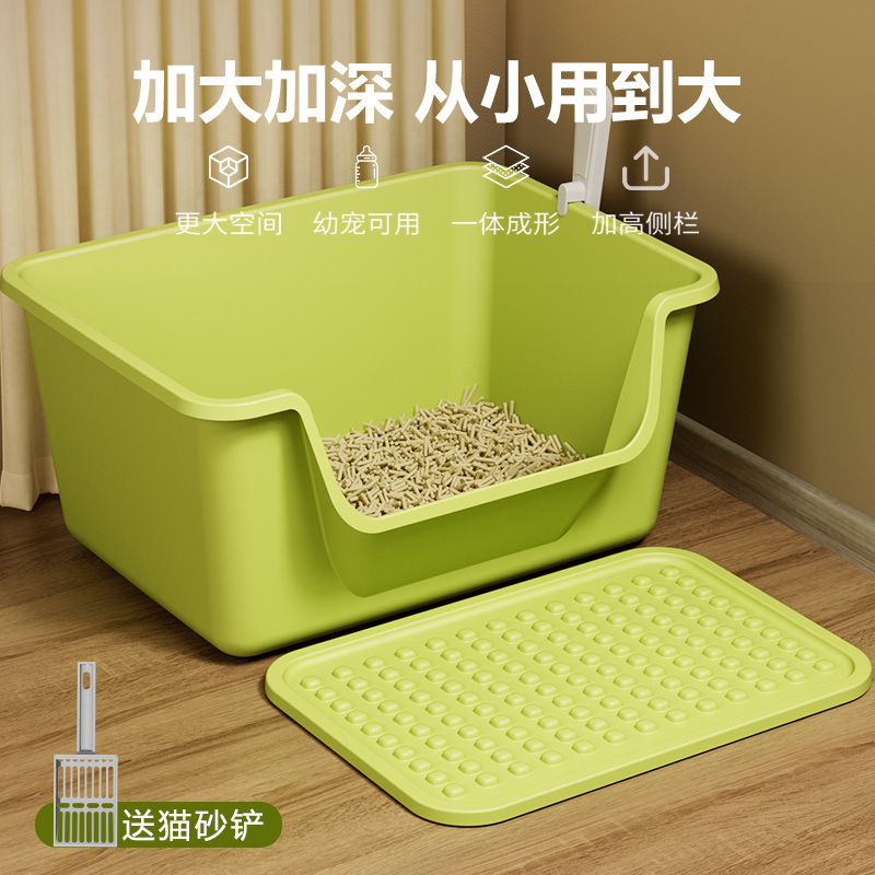 La caja de arena para gatos es de gran tamaño, semicerrada, gran caja de arena para gatos, gran protección contra salpicaduras externas, enorme inodoro para gatos Maine