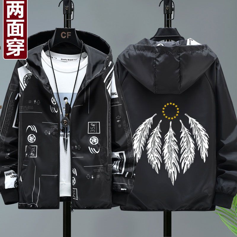 Reversible 2025 Autumn Jacket Men's Korean Style Trendy Handsome Student Spring and Autumn Jacket Boys' Jacket Jacket Reversible 2025 Autumn Jacket Men's Korean Style Trendy Handsome Student Spring and Autumn Jacket Boys' Jacket Jacket