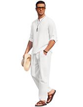 D 26885 Men's Linen Shirt Set ���������װ �羳��������