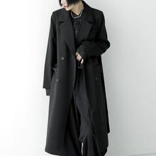 黑色双排扣长款西装外套女中长款2023秋冬新款韩版宽松风衣外套