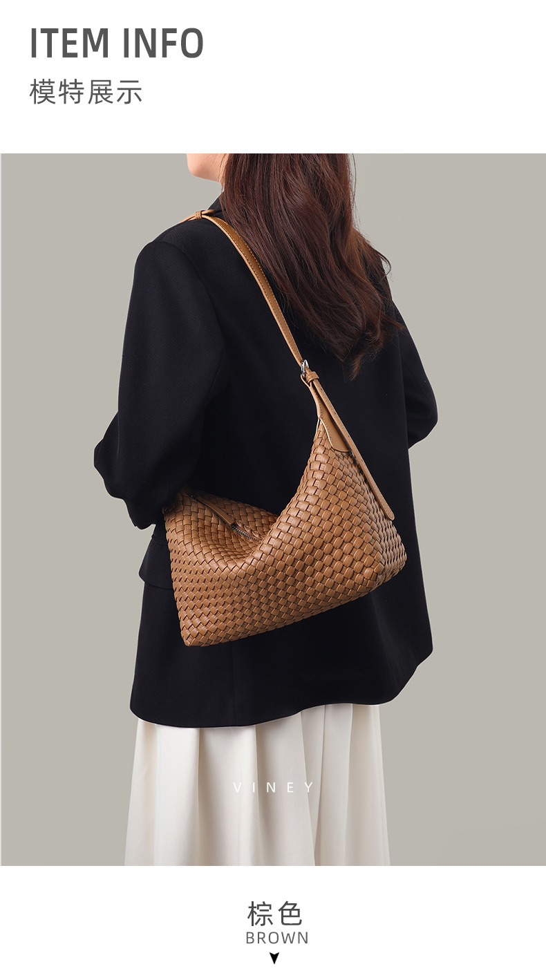 Túi tote nữ cỡ lớn đeo chéo kiểu vintage handmade dệt — màu nâu, màu trắng ngà, màu tím hoa cà chi tiết 13