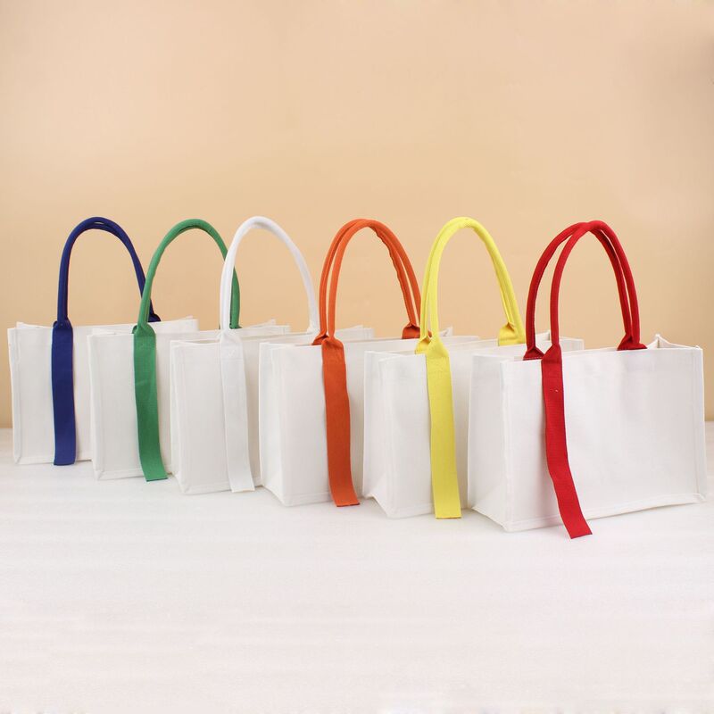 In-Stock Blank Canvas Tote Bag DIY Canvas Bag Large Capacity Canvas Tote Bag with Paint Effect Portable 3D Bag