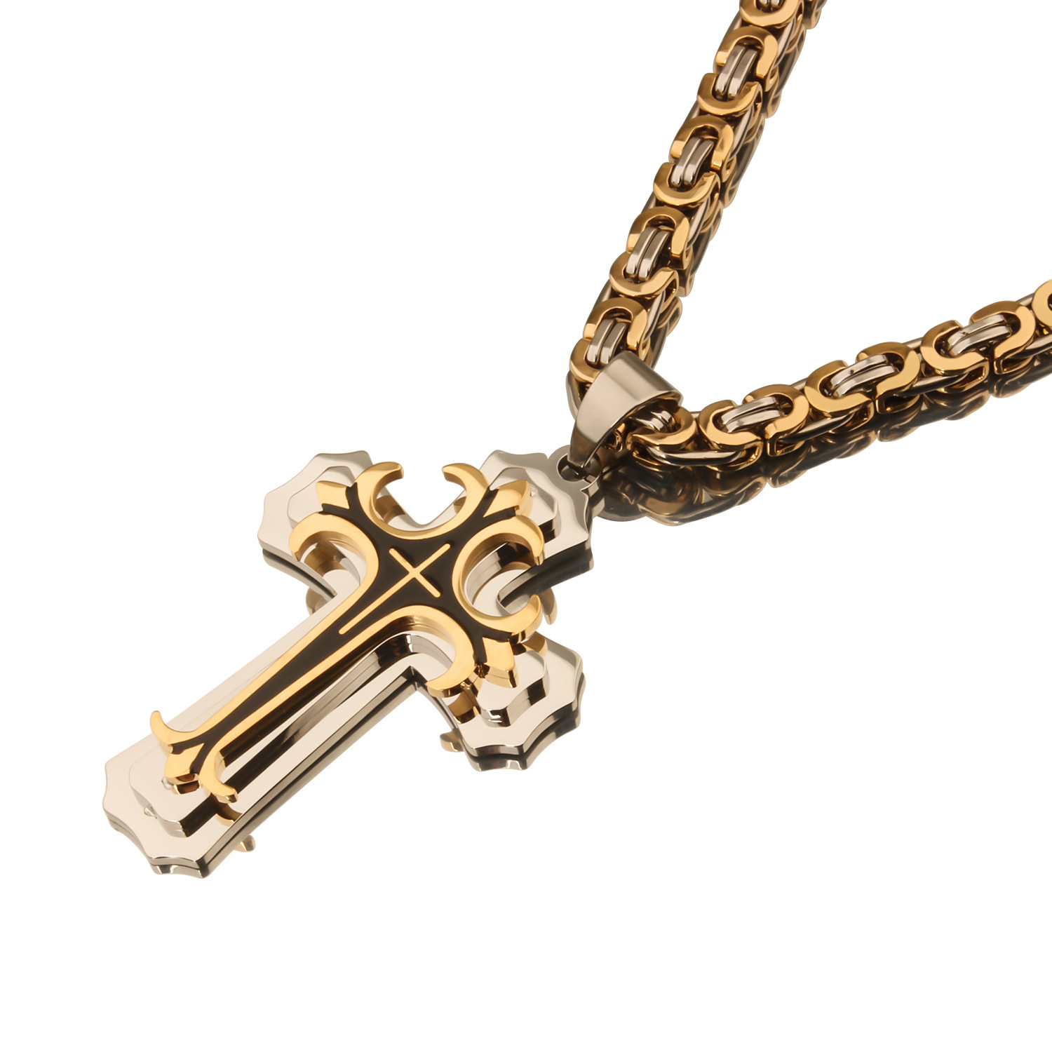 35g Weight Titanium Steel Pendant Material Pendant Necklace Classification Titanium Steel Chain Material 1 Piece Quantity Party, Carnival, Street Occasion Titanium Steel Material Cross Pattern Men's Gender Plating Design Exaggerated, Punk Style Exaggerated Punk Cross Titanium Steel Plating Men's Pendant Necklace 5