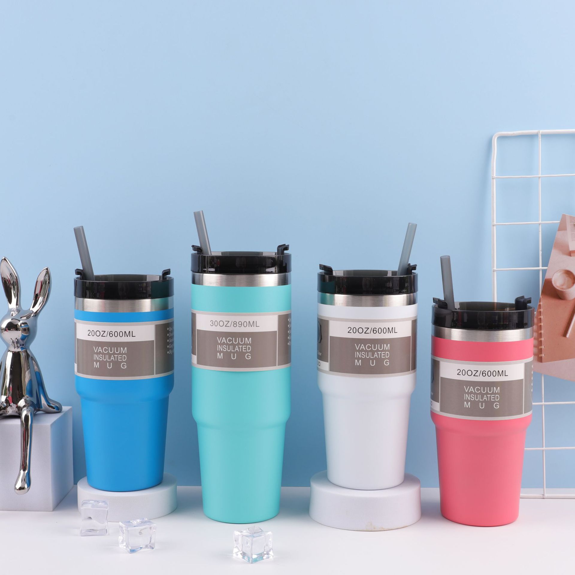 Transfronterizo nuevo 30 coche taza doble 304 taza de vacío de acero inoxidable frío-mantenimiento calentador de hielo taza portátil coche taza de café