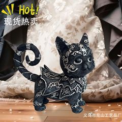 跨境新品哥特式神秘黑猫雕像家居咖啡厅瑜伽室台面装饰品创意摆件