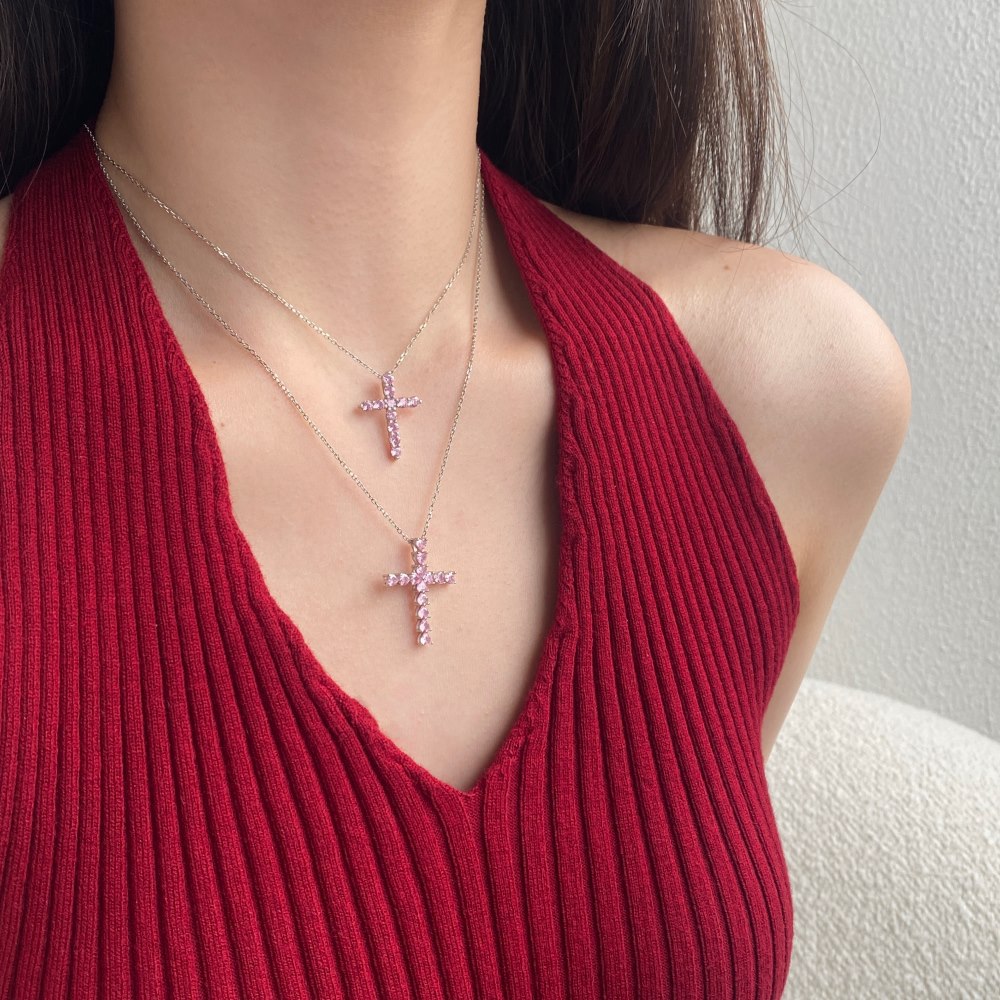 Simple Style Shiny Cross Heart Shape Wings Sterling Silver Plating Inlay Zircon Pendant Necklace 1 Piece display picture 3