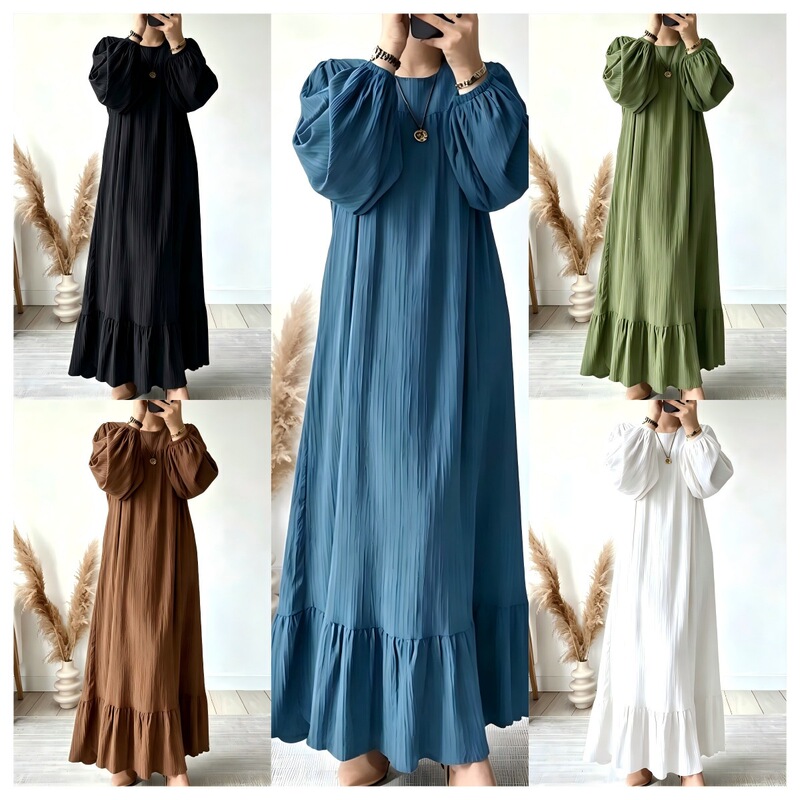2026 New Cross-Border Women's Spring and Autumn Fashion Long-Sleeve Vintage Long Dress with Solid Color and Ruffled Hem 2026 New Cross-Border Women's Spring and Autumn Fashion Long-Sleeve Vintage Long Dress with Solid Color and Ruffled Hem