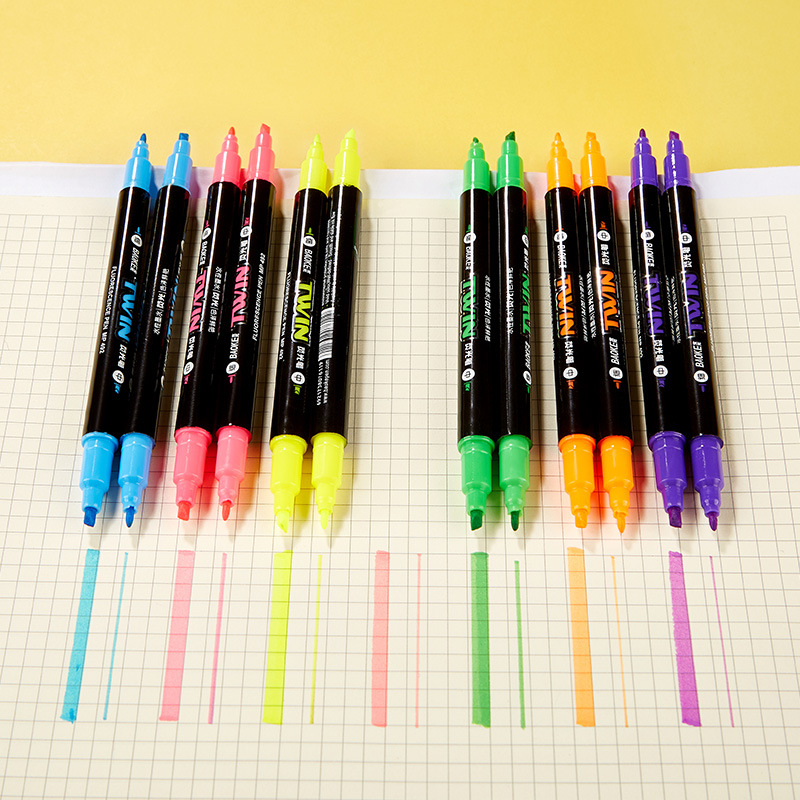 Baoke highlighter mp492 advertising highlighter student double-headed color highlighter 6 colors colorful strokes