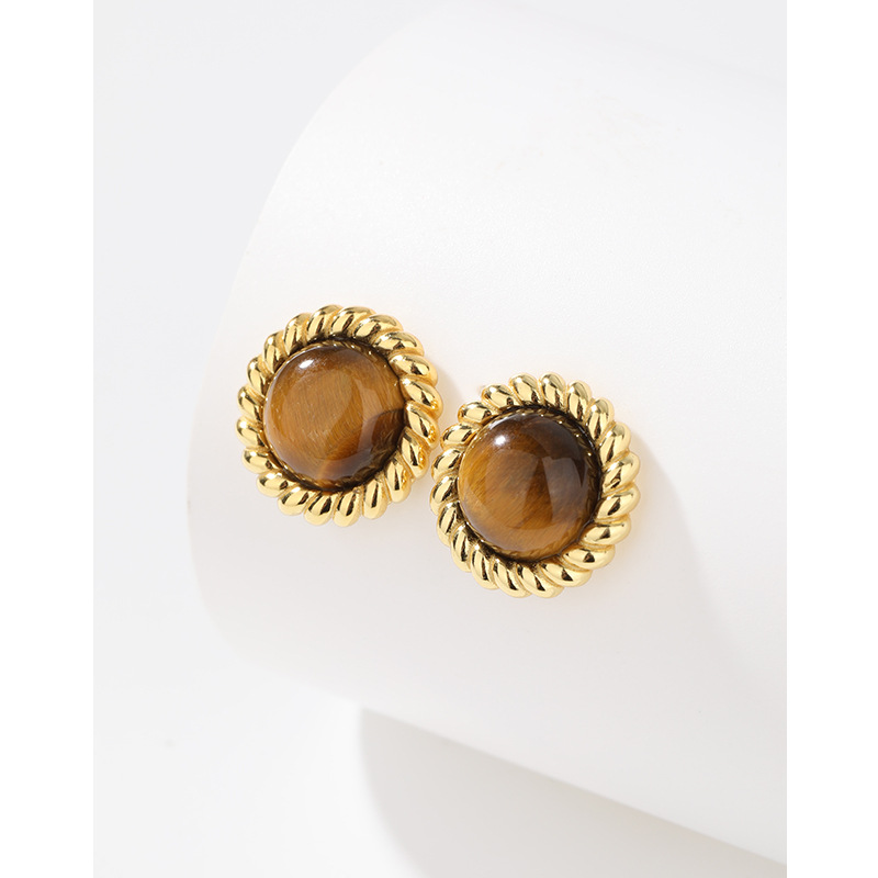 Twist Tiger Eye pendientes de piedra para mujeres 925 plata esterlina diseño de nicho de alto grado pendientes de temperamento Maillard pendientes vintage
