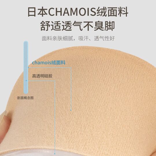 Invisible Height Increasing Insole Women's High Elastic Silicone Super Soft Not Tired Foot Height Increasing Half Pad Breathable and Comfortable Inner Height Increasing Insole for Men