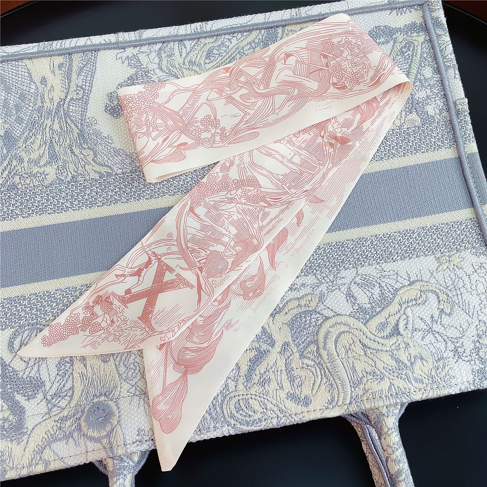 20g Weight Silk Scarf Classification Daily Occasion Silk Material Letter Pattern All Seasons Season Women'S Gender Printing Design Fashion Style Women's Fashion Letter Silk Printing Silk Scarves 55