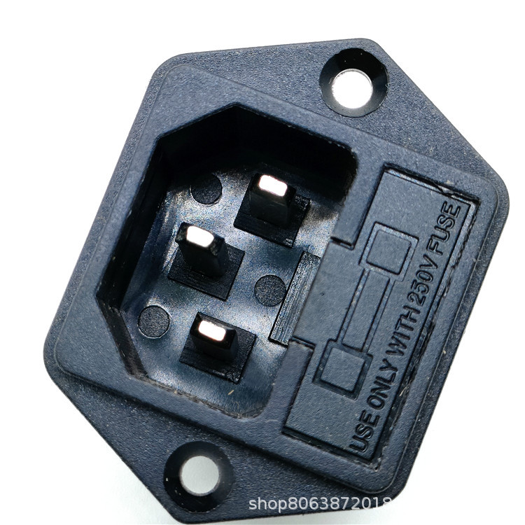 AC电源插座二合一 全铜公座 品字插座 10A250V 带耳朵带单保险丝