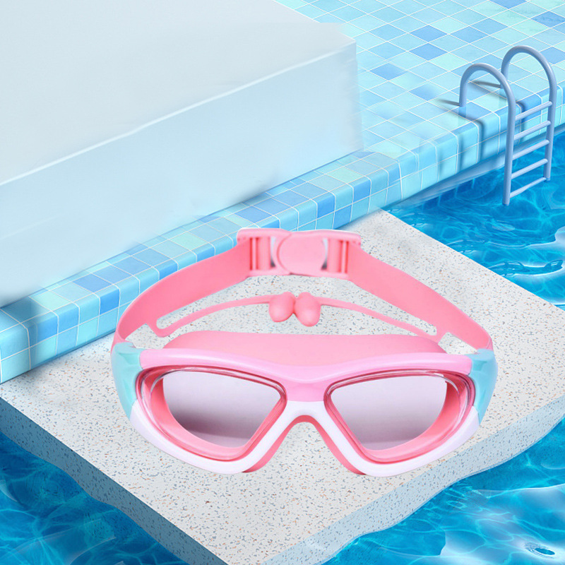 Gafas de Natación Infantiles Marco Grande de Policarbonato, Antivaho, Visión HD