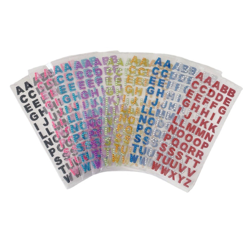 Color Candy Letter Stickers Self-adhesive Learning Diamond Stickers Handmade Fun Jewelry Toys DIY Decorative Crystal