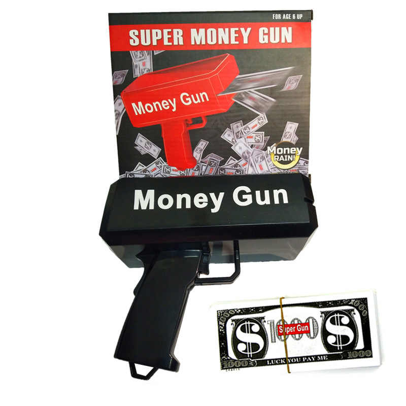 Nueva versión silenciosa de la pistola de dinero eléctrica de pulverización continua pistola de dinero pistola de dinero de dólar escupir juguetes de descompresión