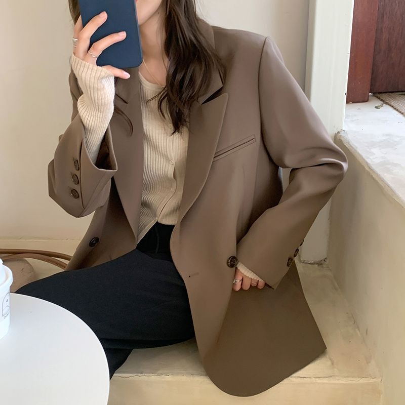 Women's Blazer 2025 Spring and Autumn New High-End Petite Casual Versatile Internet Celebrity Design Coffee-Colored Suit Jacket
