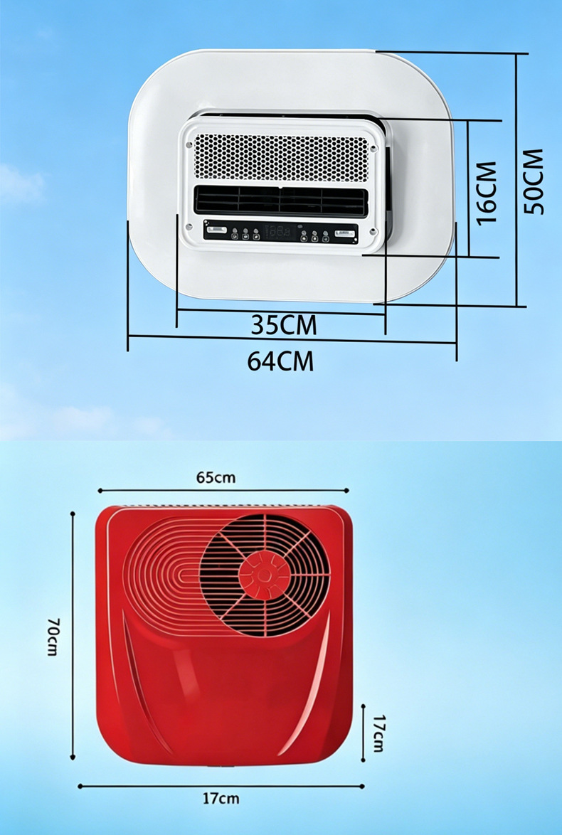 Electric Vehicle Heating and Cooling Air Conditioner 60V72V48V for Tricycles and Four-Wheel Carts, In-Car Air Conditioner with Variable Frequency 12V24V Cooling