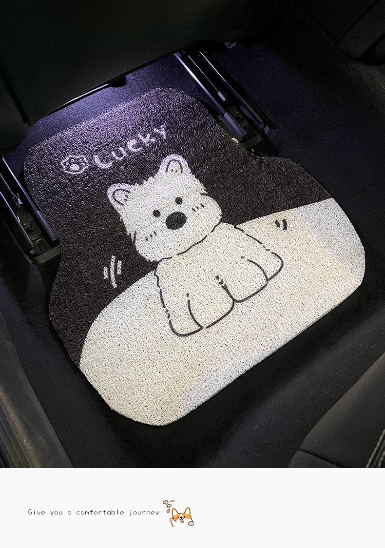 Car Floor Mat Wire Ring Universal Single Piece Main Driver Carpet Cute Ladies Floor Mat Anti-Dirty Anti-Slip Protective Mat Car Mat