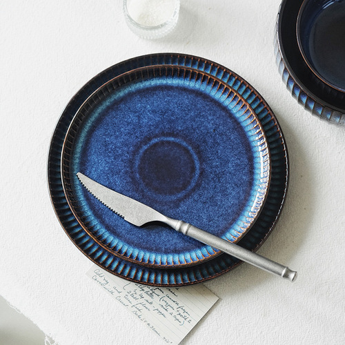 Amazon cross-border dishes and plates household Japanese kiln-turned bone china tableware practical creative style relief ceramic set