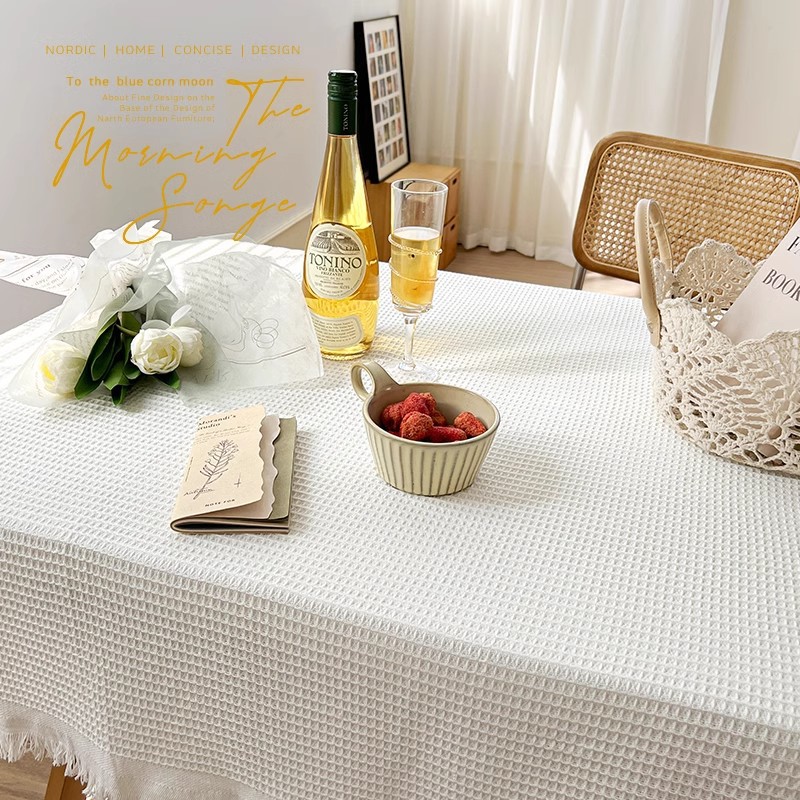 Tela de mesa francesa de aire crema de algodón, lino, red red red roja de fondo foto de mesa redonda tela decorativa toalla de mesa de té toalla de mesa de comedor